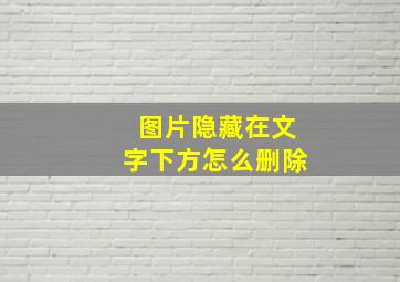 图片隐藏在文字下方怎么删除