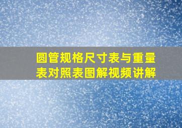 圆管规格尺寸表与重量表对照表图解视频讲解