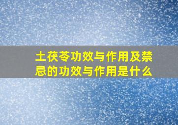 土茯苓功效与作用及禁忌的功效与作用是什么