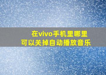 在vivo手机里哪里可以关掉自动播放音乐