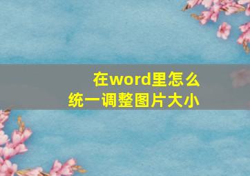 在word里怎么统一调整图片大小