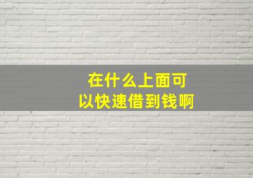 在什么上面可以快速借到钱啊