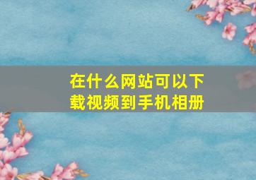 在什么网站可以下载视频到手机相册