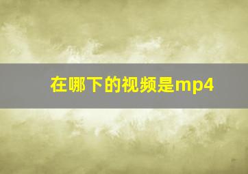 在哪下的视频是mp4