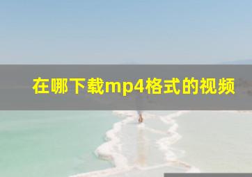 在哪下载mp4格式的视频