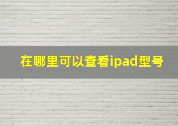 在哪里可以查看ipad型号