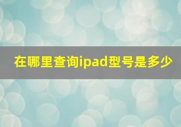 在哪里查询ipad型号是多少