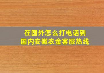 在国外怎么打电话到国内安徽农金客服热线