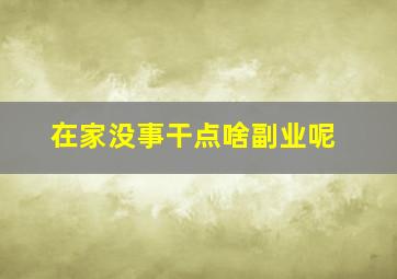 在家没事干点啥副业呢