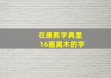 在康熙字典里16画属木的字