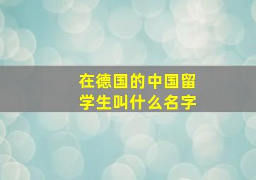 在德国的中国留学生叫什么名字