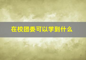 在校团委可以学到什么