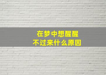 在梦中想醒醒不过来什么原因