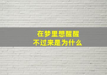 在梦里想醒醒不过来是为什么