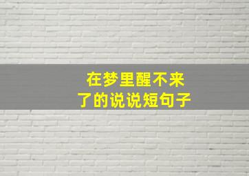 在梦里醒不来了的说说短句子