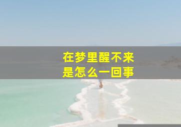 在梦里醒不来是怎么一回事