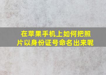 在苹果手机上如何把照片以身份证号命名出来呢