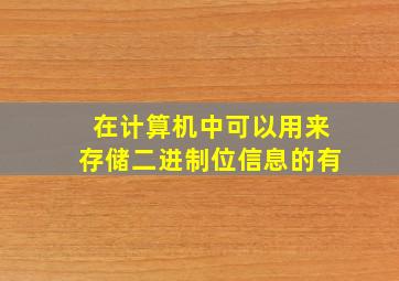 在计算机中可以用来存储二进制位信息的有