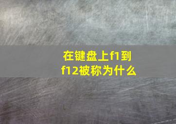 在键盘上f1到f12被称为什么