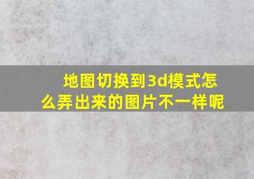 地图切换到3d模式怎么弄出来的图片不一样呢