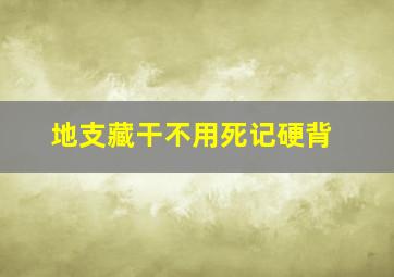 地支藏干不用死记硬背