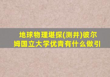 地球物理堪探(测井)彼尔姆国立大学优青有什么做引