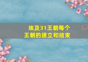 埃及31王朝每个王朝的建立和结束