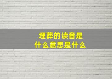 埋葬的读音是什么意思是什么