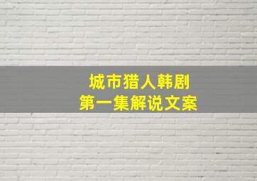 城市猎人韩剧第一集解说文案