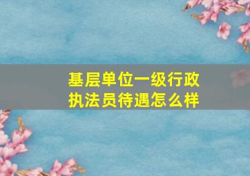 基层单位一级行政执法员待遇怎么样