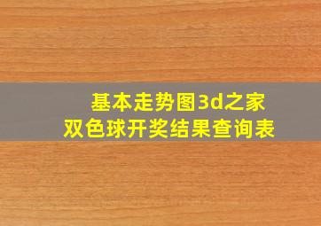 基本走势图3d之家双色球开奖结果查询表