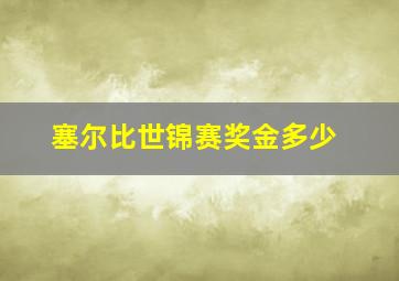 塞尔比世锦赛奖金多少