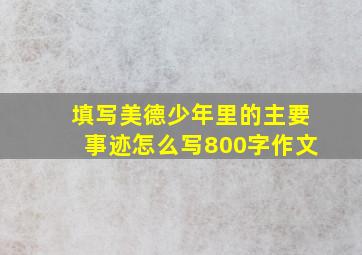 填写美德少年里的主要事迹怎么写800字作文