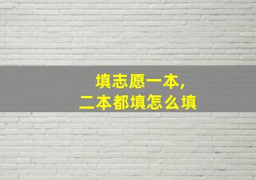 填志愿一本,二本都填怎么填