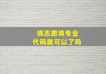 填志愿填专业代码就可以了吗