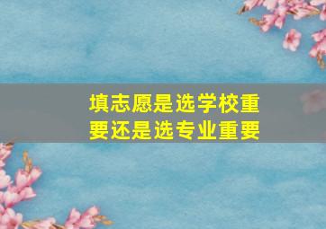 填志愿是选学校重要还是选专业重要