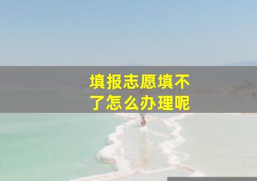 填报志愿填不了怎么办理呢