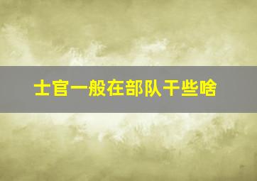 士官一般在部队干些啥