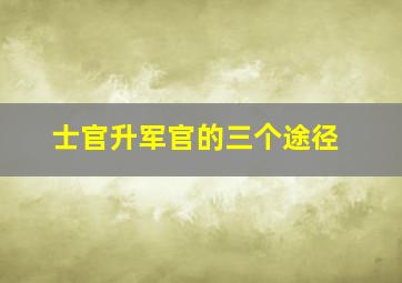 士官升军官的三个途径