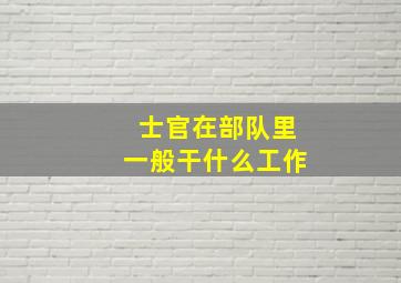 士官在部队里一般干什么工作