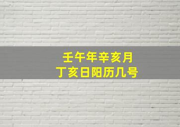 壬午年辛亥月丁亥日阳历几号