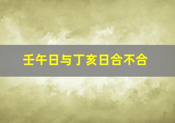 壬午日与丁亥日合不合