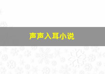 声声入耳小说