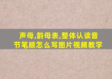 声母,韵母表,整体认读音节笔顺怎么写图片视频教学