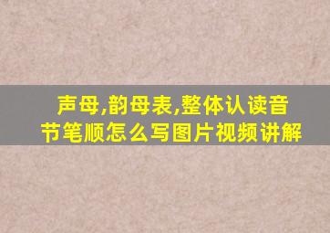 声母,韵母表,整体认读音节笔顺怎么写图片视频讲解