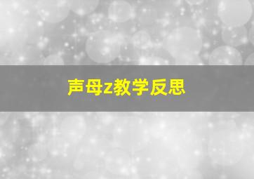 声母z教学反思