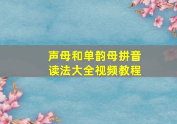 声母和单韵母拼音读法大全视频教程