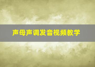 声母声调发音视频教学