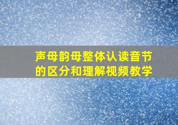 声母韵母整体认读音节的区分和理解视频教学