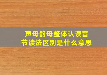 声母韵母整体认读音节读法区别是什么意思